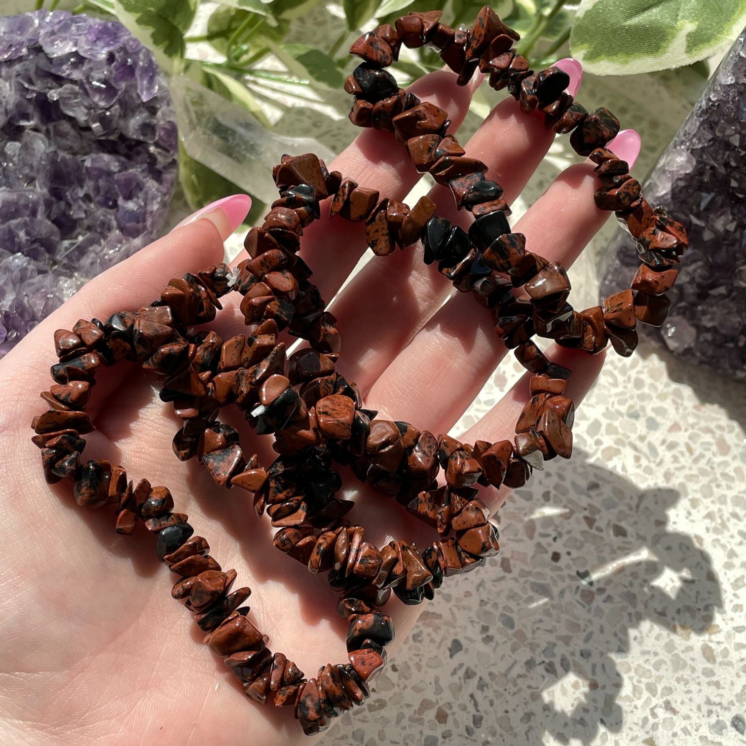 Mahogany Obsidian Chip Bracelet Mahogany Obsidian Chip Bracelet